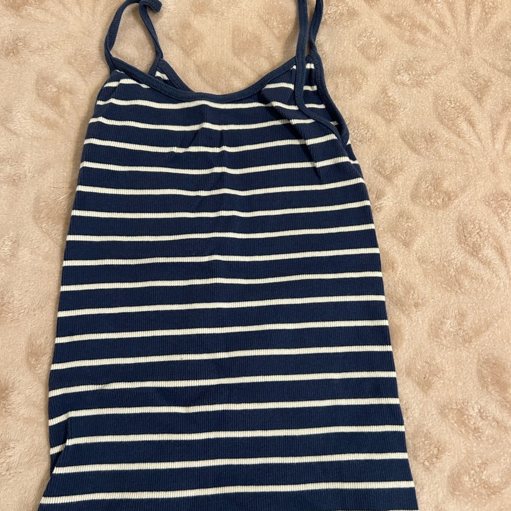 Brandy Melville navy and white striped top featuring bow